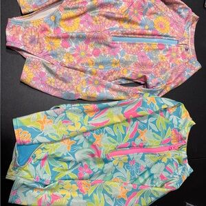 Wonder Nation Kids Floral Swim One Piece - Pink and Blue